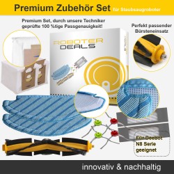 Zubehör Set (Ersatzteile) für Ecovacs Deebot N8+, N8 Pro+ (2x Staubbeutel, 2x Pad, 2x Filter, 2x Seitenbürsten, 1x Hauptbürste)