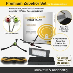 Zubehör-Set (Ersatzteile) für Ecovacs Deebot 900 u. D900 (2x Seitenbürsten, 2x Filter, 1x Hauptbürste)