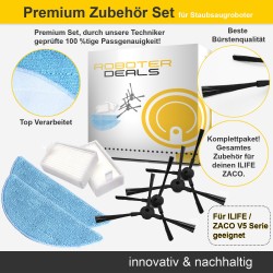 Zubehör Set, Ersatzteile Kit für ILIFE u. ZACO V5, V5s, V5s Pro, V5x (2x Pad, 4x Seitenbürsten, 2x Filter)