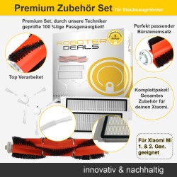 Zubehör Set (Ersatzteile) für Xiaomi Mi 1. u. 2. Gen. (2x Seitenbürsten, 2x Filter, 1x Hauptbürste)