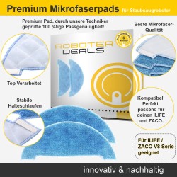 Mikrofaserpad, Wischpad (2 Stück) für ILIFE u. ZACO V8, V8s, V8s Pro, V80, V85