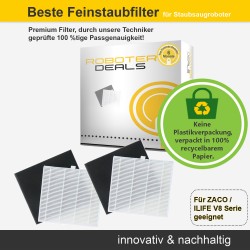 Feinstaubfilter (2 Stück) mit Filterschutz für ILIFE u. ZACO V8, V8s, V8s Pro, V80, V85