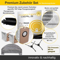 Zubehör Set (Ersatzteile) für Proscenic M8 Pro (1x Hauptbürste, 2x Staubbeutel, 2x Pad, 2x Seitenbürste)