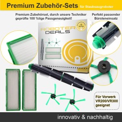 Zubehör Set (Ersatzteile) für Vorwerk Kobold VR300 (2x Seitenbürste, 1x Hauptbürste, 2x Filter)