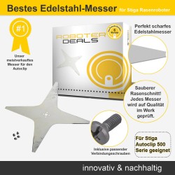 Edelstahl Messer 25 cm mit 4 Klingen für Stiga Autoclip 500 Serie