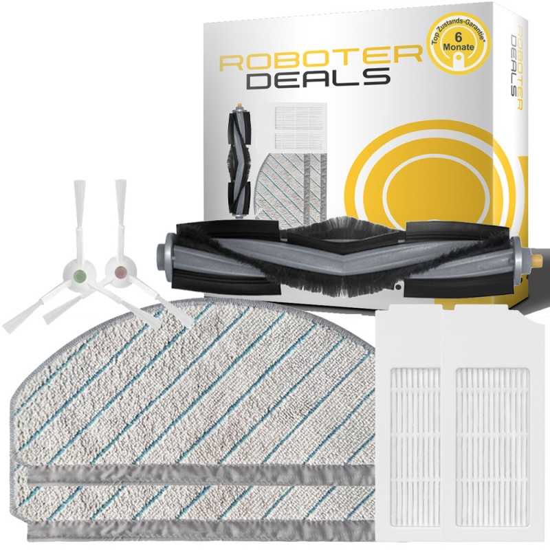 Zubehör Set, Ersatzteile Kit für Ecovacs Deebot T10 u. T10 Plus (2x Pad, 2x Seitenbürste, 2x Filter, 1 Hauptbürste)