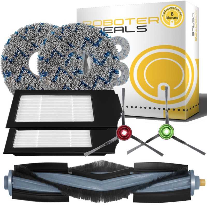 Zubehör Set, Ersatzteile Kit für Ecovacs Deebot T10 Turbo (2x Seitenbürste, 2x Pad, 2x Filter, 1x Hauptbürste)