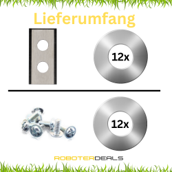 Ersatzmesser, Rasier-Klingen inkl. Schrauben (12 Stk.) mit Doppelloch (für alle Worx Landroid Modelle)