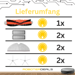 Zubehör Set für Roborock S6, S6 MAXV, S6 Pure (1x Hauptbürste, 2x Seitenbürste 5-armig (weiss), 2x Filter, 2x Pad)