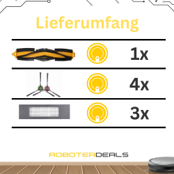 Zubehör-Set, Ersatzteile für Ecovacs Deebot OZMO 950, 920 (passend zu DX5G-KTA) 4x Seitenbürste, 3x Filter, 1x Hauptbürste