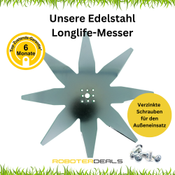 Edelstahl Messer 25 cm mit 8 Klingen für Stiga Autoclip 500 Serie