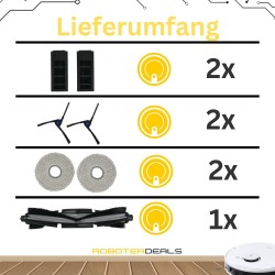 Zubehör Set, Ersatzteile für Ecovacs Deebot X2 OMNI (1x Hauptbürste, 2x Seitenbürste, 2x Pad, 2x Filter)