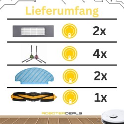 Zubehör Set (Ersatzteile) für Ecovacs Deebot OZMO T8 u. T8+ (2x Pad, 2x Filter, 4x Seitenbürsten, 1x Hauptbürste)